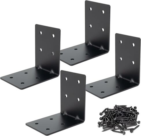 4 بوصة × 4 بوصة × 3-1/8 بوصة دعامة زاوية L من الفولاذ شديد التحمل، دعامة دعم 90 درجة للعوارض الخشبية، أرفف البرجولات والأثاث، سمك 0.12 بوصة، أقصى تحميل 160 رطل، 4 عبوات in Kuwait