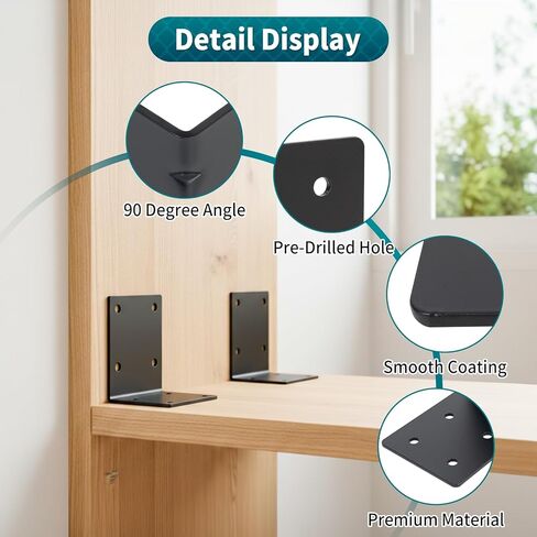 4 بوصة × 4 بوصة × 3-1/8 بوصة دعامة زاوية L من الفولاذ شديد التحمل، دعامة دعم 90 درجة للعوارض الخشبية، أرفف البرجولات والأثاث، سمك 0.12 بوصة، أقصى تحميل 160 رطل، 4 عبوات in Kuwait