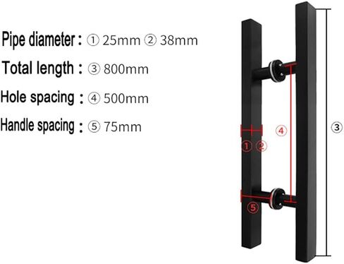 Black Heavy Duty Stainless Steel Square Tube Commercial Push-Pull Door Handle/Glass Door Handle/Barn Door Pull Handle - 6 Sizes (Size : 600 * 400mm) (800 * 500mm) in Saudi Arabia