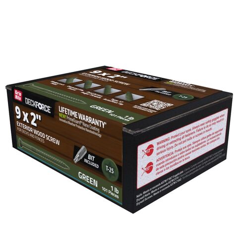 Grip-Rite DeckForce Exterior Wood Screws for Decks and Fences - Nano Coated - T-17 Autopilot Tip - Green Deck Screws - #9 x 2-1 Lb Box - GRDF2STGR1 in Saudi Arabia