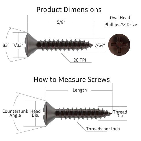 #5 x 5/8" Antique Copper Oval Head Phillips Wood Screws - Pack of 25 - Self Tapping Screws for Wood - OH558-SAC in Saudi Arabia