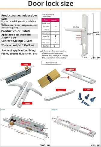 Plastic Steel Flat Door Handle Lock 1Pcs in Saudi Arabia