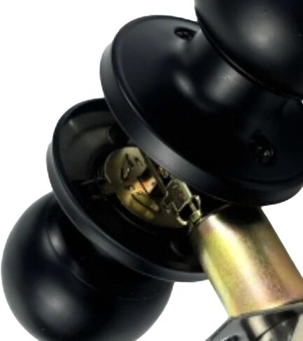 Fafeicy Round Bathroom Lock Black Handle Security Door 30 to 50mm Thick 3 Keys Bedroom Bathroom in Saudi Arabia