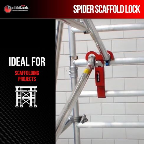 قفل سقالة عنكبوت DoubleLock (عبوة من 2) - مرفق آمن سريع لإطار الهاتف المحمول والدعامات - أمان البناء عالي التحمل، أحمر رادع، يناسب أقفال مقاس 2.75 بوصة (70 مم) (غير متضمنة) in Saudi Arabia