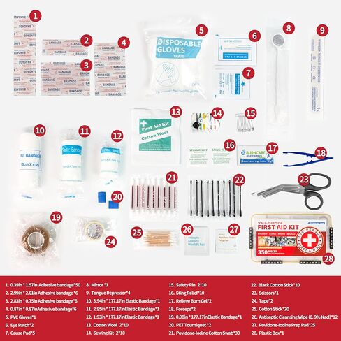 Prelady-350 قطعة من مجموعة الإسعافات الأولية للطوارئ متعددة الأغراض تتسع لـ 100 شخص - علبة بلاستيكية مقاومة للماء | منظمة بشكل واضح للاسترجاع السريع | مثالي للمنزل والعمل ومكان العمل والقوارب والسفر والخارج والسيارة in Kuwait