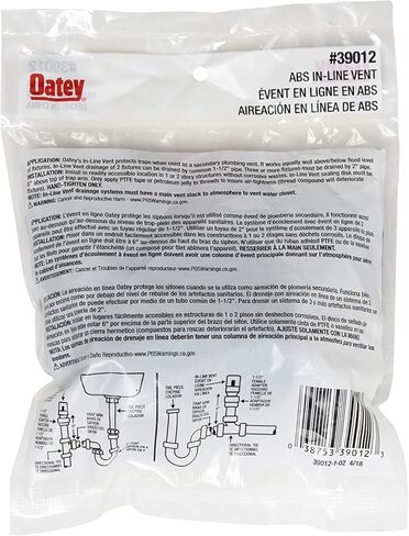 Oatey 39012 ABS In-Line Vent 2X2 13/16, Sold as 3 Pack in Saudi Arabia