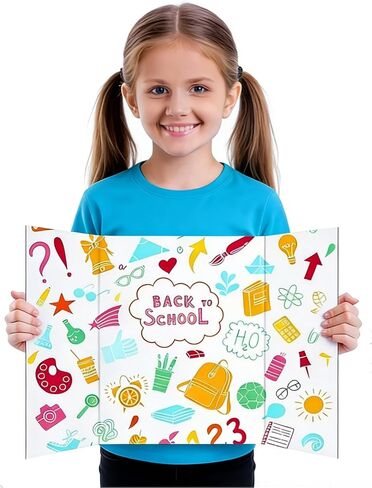 4-Pack Trifold Display Boards, Black+White 24 x 16 Inches Tri-Fold Corrugated Presentation Boards for Classroom Projects, Science Fairs, Business Events, and Exhibits in Saudi Arabia