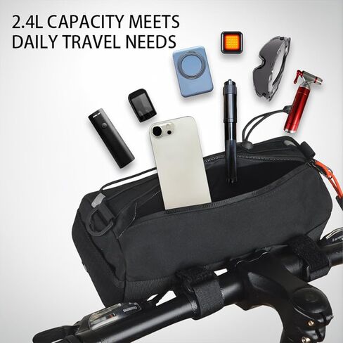 حقيبة مقود الدراجة متعددة الوظائف من WOLFILIST - حقيبة أمامية بإطار دراجة مقاوم للماء سعة 2.4 لتر، مقود قابل للتحويل إلى حقيبة حبال حول الجسم، تصميم بسيط للدراجات الجبلية/الطرق in Kuwait
