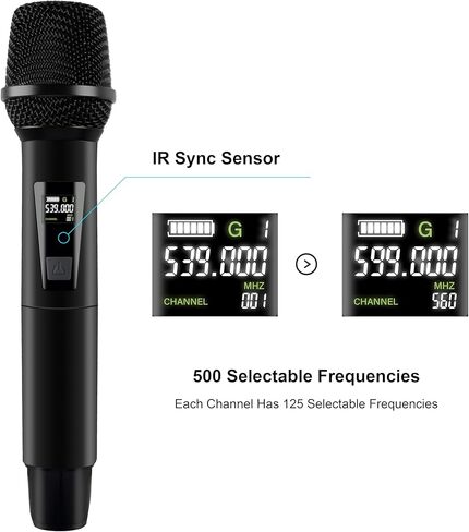 نظام ميكروفون لاسلكي PRORECK UK-4000 UHF ذو 4 قنوات مع أربعة ميكروفونات محمولة، مثالي للكاريوكي المنزلي/التجمعات الصغيرة (UK-4000) in Kuwait