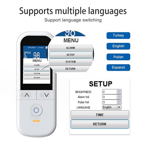 مقياس التأكسج النبضي المحمول للأطفال - مراقب مستمر للأكسجين ومعدل ضربات القلب مع SpO2 قابل للتعديل وأجهزة إنذار النبض - مقياس التأكسج النبضي من الدرجة الطبية للأطفال in Kuwait