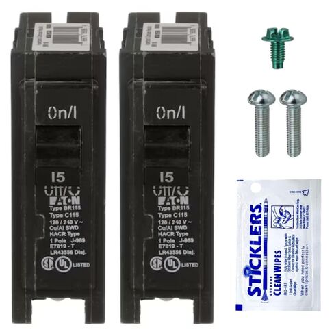 طقم قواطع دوائر Eaton BR120 BR Series 20 أمبير (عبوة من قطعتين)، قطب واحد، 20 أمبير، 120/240 فولت، 10 كيلو أمبير، وصلة لصندوق لوحة مركز التحميل من النوع BR، بديل جديد in Kuwait