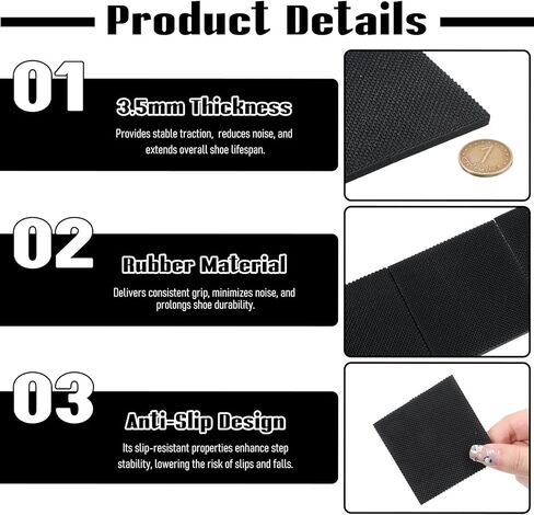 6 PCS Square Shoe Repair Rubber Heels, Square Boot Heel Replacement Caps Anti-Slip Sole Repair Pad Shoes Heels Pad Sole Protectors for Women Men Boots Shoes in Saudi Arabia