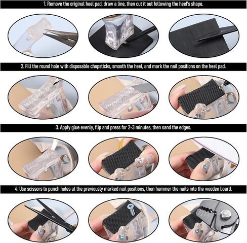 6 PCS Square Shoe Repair Rubber Heels, Square Boot Heel Replacement Caps Anti-Slip Sole Repair Pad Shoes Heels Pad Sole Protectors for Women Men Boots Shoes in Saudi Arabia