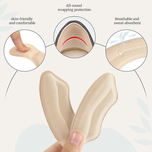 Heel Pads for Shoes, Shoe Inserts for Women - 4 Pairs Heel Grips & Cushion Pads, Anti-Slip Heel Protectors for Loose Shoes, Blister Prevention & Pain Relief in Saudi Arabia