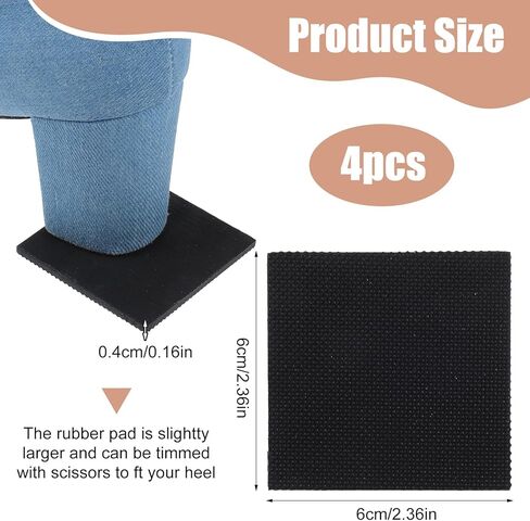 2 Pairs Shoe Heel Repair Rubber Pads, Cuttable Square Boot Heel Replacement, Anti-Slip Shoe Heel Repair Kit, 4 mm Thick Boot Sole Replacement for Women Men Boots in Saudi Arabia