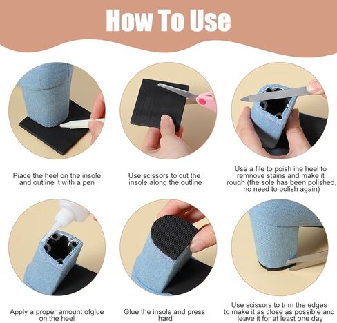 2 Pairs Shoe Heel Repair Rubber Pads, Cuttable Square Boot Heel Replacement, Anti-Slip Shoe Heel Repair Kit, 4 mm Thick Boot Sole Replacement for Women Men Boots in Saudi Arabia