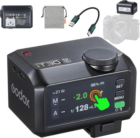 Godox iT30 Pro F iT30ProF iT30Pro-F Mini TTL Camera Flash & Wireless Flash Trigger for Fujifilm Cameras,Full-Color Touchscreen, Built-in Diffuser and Lithium Battery(Black) in Saudi Arabia
