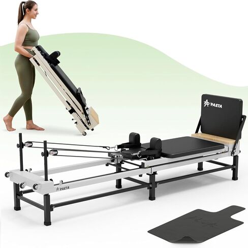 Paeta Pilates Reformer ، 91 "مصلحة قابلة للطي بيلاتيس مع ارتفاعات مصلحة قابلة للتعديل ، معدات بيلاتس مع أسماك الأسلاك البيانو ولوحات القفز in Kuwait