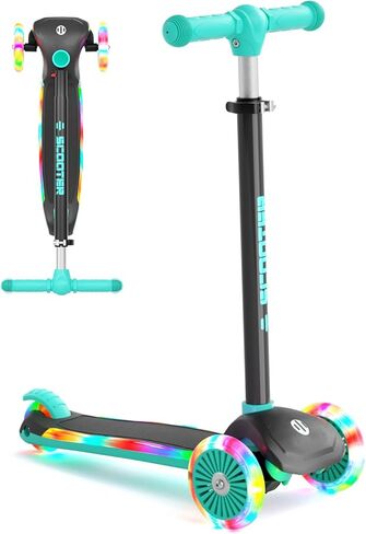 XJD Toddler Scooters for Kids 3-8, 3 Wheel Scooters for Kids 110lbs, LED Light-Up Wheels and Side, 3 Adjustable Height, Lean-to-Steer, Birthday Gift Toy for 3-8 Year Old Girl Boy in Saudi Arabia