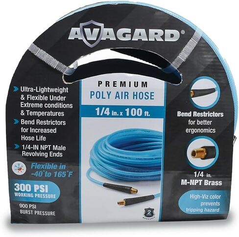 خرطوم هواء من البولي يوريثين مقاس 1/4 بوصة × 100 بوصة من AVAGARD - خرطوم هوائي خفيف الوزن ومرن ومتين للصناعة والسيارات والبناء والتصنيع، 300 رطل لكل بوصة مربعة، ومقاوم للأوزون والالتواء والتآكل in Saudi Arabia