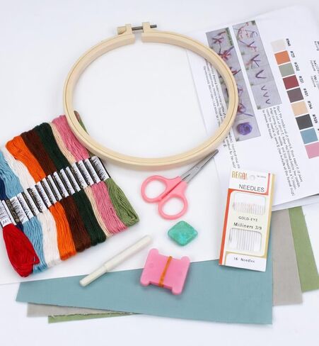 Nalexmi Embroidery Kit for Beginners, DIY Cross Stitching Kit with Stamped Flower Patterns, 4 Pack, Includes Hoop-1, Tools, Threads, Needles, Instructions in Saudi Arabia