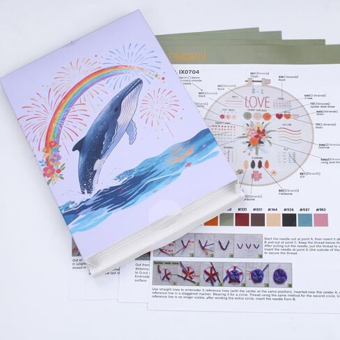 Nalexmi Embroidery Kit for Beginners, DIY Cross Stitching Kit with Stamped Flower Patterns, 4 Pack, Includes Hoop-1, Tools, Threads, Needles, Instructions in Saudi Arabia