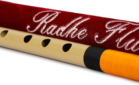 راضي المزامير | D الطبيعية اليد اليمنى الوسطى بانسوري | أسود وبرتقالي | تم ضبطه باستخدام Tanpura A=440 هرتز | فلوت PVC + غطاء مخملي + دروس الناي الهندية والإنجليزية in Kuwait