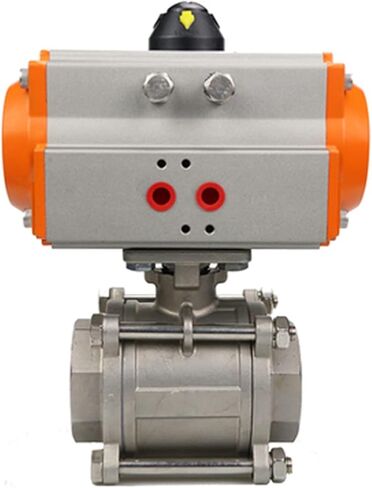 DN100 ثلاث قطع صمام كروي هوائي ذو منصة عالية من الفولاذ المقاوم للصدأ 304 أسطوانة مزدوجة التمثيل in Kuwait