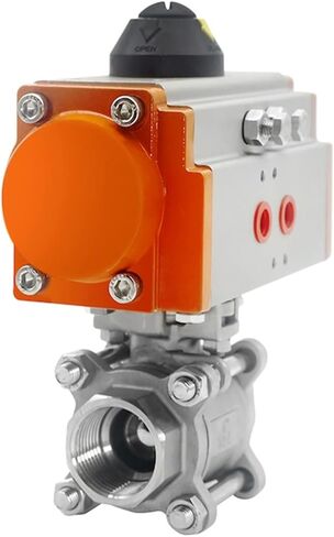 DN100 ثلاث قطع صمام كروي هوائي ذو منصة عالية من الفولاذ المقاوم للصدأ 304 أسطوانة مزدوجة التمثيل in Kuwait