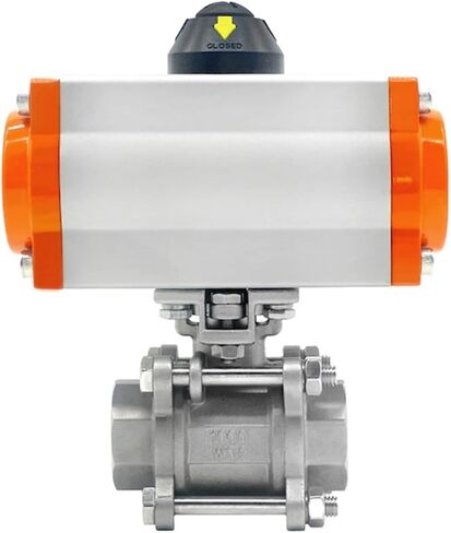 DN100 ثلاث قطع صمام كروي هوائي ذو منصة عالية من الفولاذ المقاوم للصدأ 304 أسطوانة مزدوجة التمثيل in Kuwait