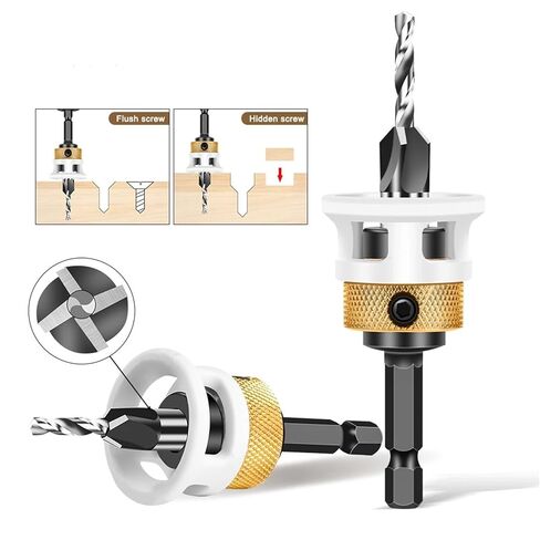 Woodworking Limit Four Edge Countersink Drill Alloy Drill Cone Drill Adjustable Depth Step Drill Screw Countersink Drill Bit(Drill Bit 3.5X10mm) in Saudi Arabia