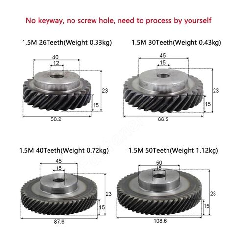 Steel Heavy Duty Motor Pinion Gear 1pcs 1.5M 26T 30T 40T 50T 45 Degree Right Hand Helical Gear Steel Staggered Process Hole Transmission Parts(30 Teeth (Bore 15mm)) in Saudi Arabia
