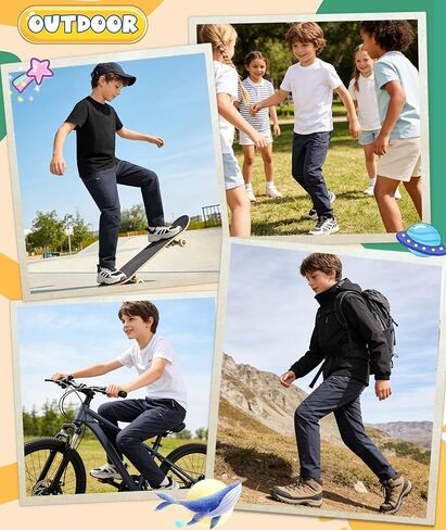 Kids Hiking Cargo Pants Quick Dry Lightweight Outdoor Scout Pants Waterproof with Zip Pockets 4-16Y in Saudi Arabia