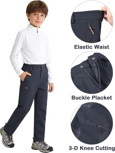 Kids Hiking Cargo Pants Quick Dry Lightweight Outdoor Scout Pants Waterproof with Zip Pockets 4-16Y in Saudi Arabia