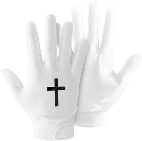 قفازات كرة القدم للشباب من الرجال والنساء ، Faith Cross Black Sticky Receiver Hand Football Gloves للشباب أو الرجال البالغين أو النساء ، لا يمتد ، لا زلة ، قبضة مثالية ، قابلة للغسل الآلة in Kuwait