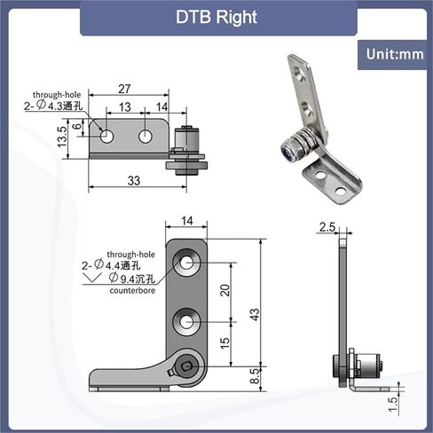 304 Stainless Steel Damping Hinges with Adjustable Torque Suitable 1Pcs(Right,2.5N.m) in Saudi Arabia