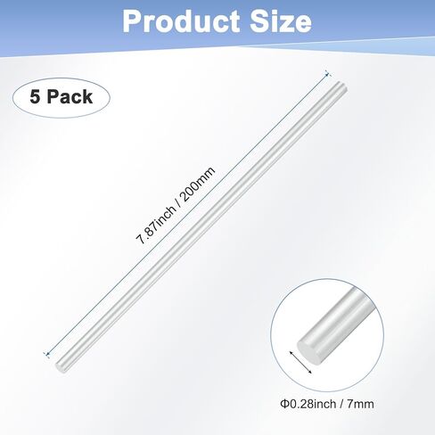 M METERXITY 5-Pack قضيب ألومنيوم مستدير، 7 مم (9/32 بوصة) قطر 200 مم (8 بوصة) طول 6061 قضيب ألومنيوم مستدير مخرطة صلبة شريط مخزون عصي معدنية لصنع الحرف اليدوية/الصناعية/البناء/النموذج in Saudi Arabia