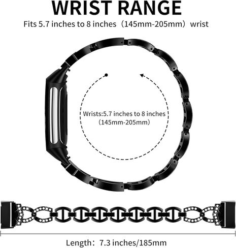 Bling Bracelet Dressy Bands Compatible with Fitbit Charge 6/Charge 5, Adjustable Premium Metal Straps Replacement Straps for Women in Saudi Arabia