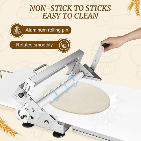 Manual Dough Sheeter 23.6"x12",Roller Machine,Commercial Folding Dough Maker with Carry Handle, Adjustable Thickness for Pizza, Pasta, Pastry in Saudi Arabia