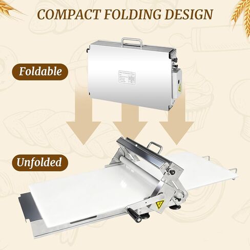 Manual Dough Sheeter 23.6"x12",Roller Machine,Commercial Folding Dough Maker with Carry Handle, Adjustable Thickness for Pizza, Pasta, Pastry in Saudi Arabia