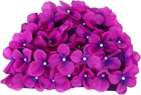 POPETPOP Flower Swim Cap for Women with Widened Ear Cover Handmade Petal Design Hair Protection Bathing Cap for Swimming and Sunscreen Comfortable Purple Turban Style in Saudi Arabia