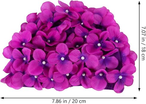 POPETPOP Flower Swim Cap for Women with Widened Ear Cover Handmade Petal Design Hair Protection Bathing Cap for Swimming and Sunscreen Comfortable Purple Turban Style in Saudi Arabia