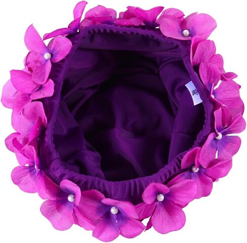 POPETPOP Flower Swim Cap for Women with Widened Ear Cover Handmade Petal Design Hair Protection Bathing Cap for Swimming and Sunscreen Comfortable Purple Turban Style in Saudi Arabia