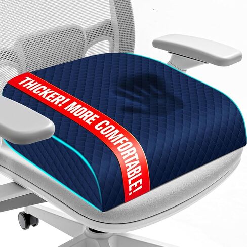 Seat Cushion, Memory Foam Chair Pad, Non-Slip Cushion for Office, Home, Car, Large Desk Chair Cushion, Washable Cover & Handle, Large, Black in Saudi Arabia