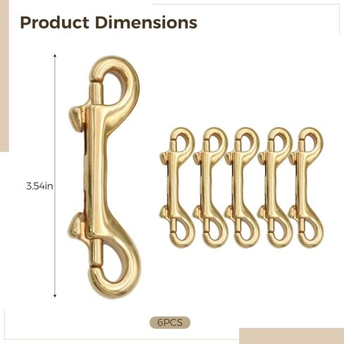3.54 in 6 Pcs Brass Clips, Double-Ended Connectors Swivel, Snap Hooks Heavy Duty, for Lanyards Keychains Wallets Crafts, Fasteners Corrosion-Resistant in Saudi Arabia