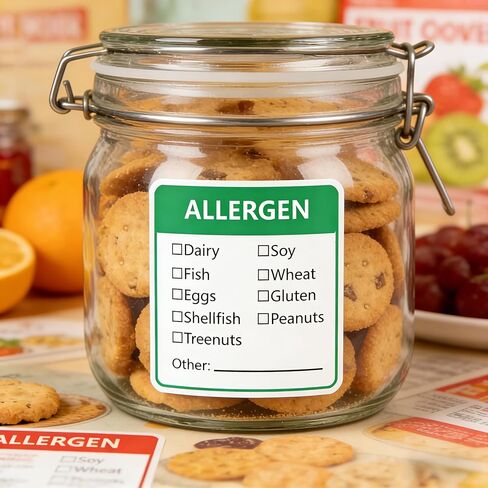 Remarkable Allergen Warning Stickers Labels - 1.8 X 2 Inch Fluorescent Green Food Rotation Labels Removable Allergen Warning Label 500 Adhesive Allergy Stickers in Kuwait