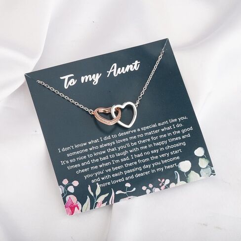 PLITI Aunt Gift From Nephew Niece Aunt Appreciation Gift BAE Auntie to be gift To My Aunt Interlocking Heart Pendant Necklace in Saudi Arabia