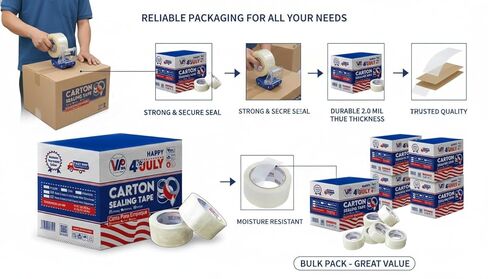 VPTAPE Industrial Packaging Tape, 2 Inch x 110 Yards, Thickness 2.0 Mil, Clear, 6 Rolls. in Saudi Arabia