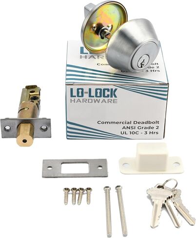 Heavy Duty Designer Commercial Deadbolt (Single Cylinder Lock, Satin Chrome, 26D) Non-Handed, Grade 2 Industrial - UL 3 Hour Fire Rated & ADA Compliant | Wood or Metal Doors in Saudi Arabia