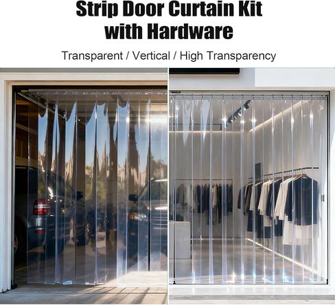 طقم باب ستارة شريط PVC صناعي للاستخدام الداخلي والخارجي، ستارة بلاستيكية عازلة للحرارة للفريزر، بيت الحيوانات الأليفة، 90 × 230 سم - سهلة التركيب، متينة وموفرة للطاقة in Kuwait